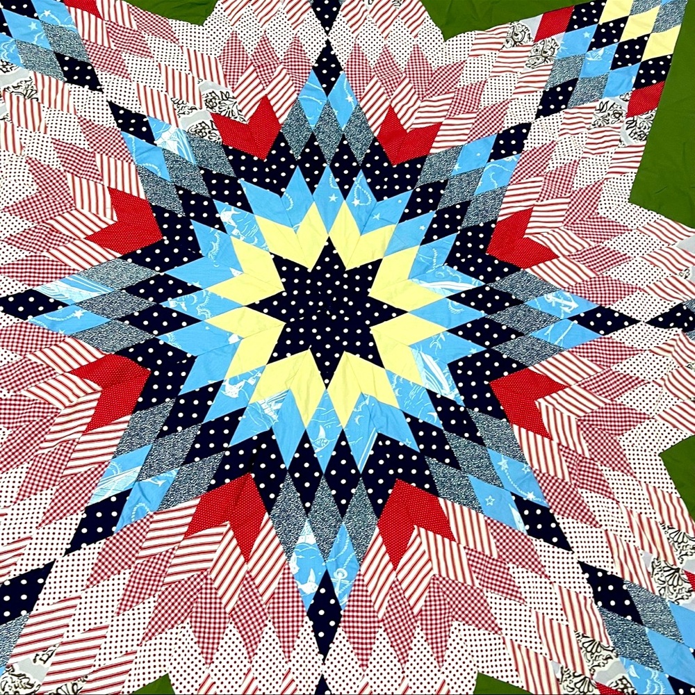 Handmade Texas Lone Star Patchwork Cotton Quilt Top/Topper Machine pieced - Picture 3 of 4